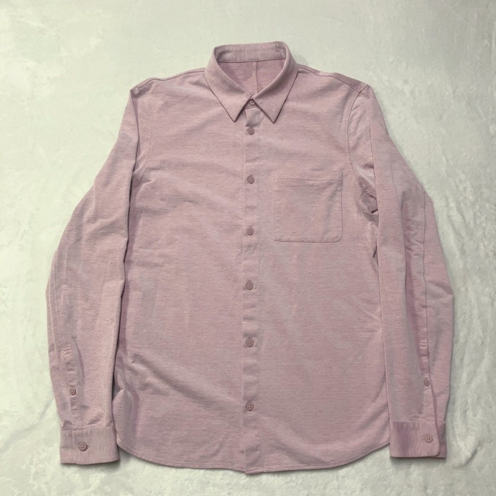 Lululemon Button Down Shirt Mens S Dusty Red Commission Long Sleeve Pique Pocket